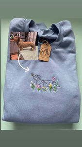 SILHOUETTE STYLE Wildflower Dogs Sweatshirt - Embroidered sweater for dog lovers