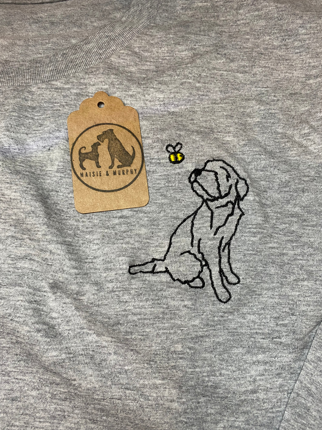 Border Terrier Outline T-shirt - embroidered terrier organic tee for dog lovers and owners