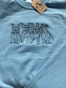Embroidered French Bulldog Sweatshirt- Gifts for Frenchie lovers