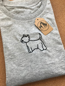 Embroidered Westie T-shirt - Gifts for west highland terrier lovers and owners