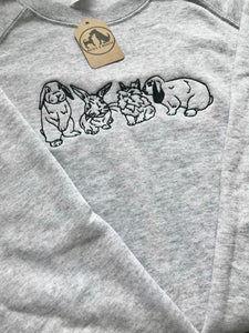 Embroidered Bunny Rabbit Sweatshirt - Gift for bunny lovers &owners