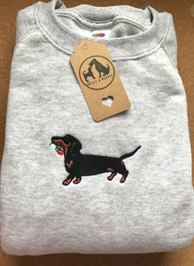 Embroidered Dachshund Sweatshirt - Gift for Sausage dog owners/ lovers