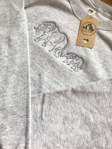 Embroidered Elephant Family Sweatshirt for Elephant Lovers