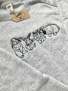 Embroidered Bunny Rabbit Sweatshirt - Gift for bunny lovers &owners