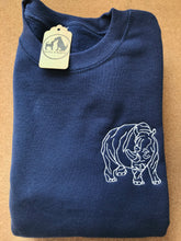 Load image into Gallery viewer, Embroidered Rhino Sweatshirt - Gifts for Rhinoceros Lovers
