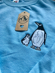 Embroidered Penguin Sweatshirt for Penguin Lovers