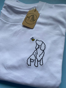 Spaniel Outline T-shirt - embroidered spaniel organic tee for dog lovers and owners