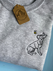 Boston Terrier Outline T-shirt - embroidered Boston terrier organic tee for dog lovers and owners