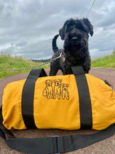 Load image into Gallery viewer, Custom Barrel Bag for Dog Lovers and Owners- colourful embroidered recycled holdall for your adventures
