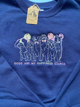 Load image into Gallery viewer, Embroidered Dog Party Sweatshirt - ‘Dogs are my happiness source’
