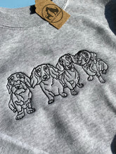 Load image into Gallery viewer, Embroidered dachshund  Sweater - Gifs for long hair, short hair and wire hair Sausage dog Lovers and owners
