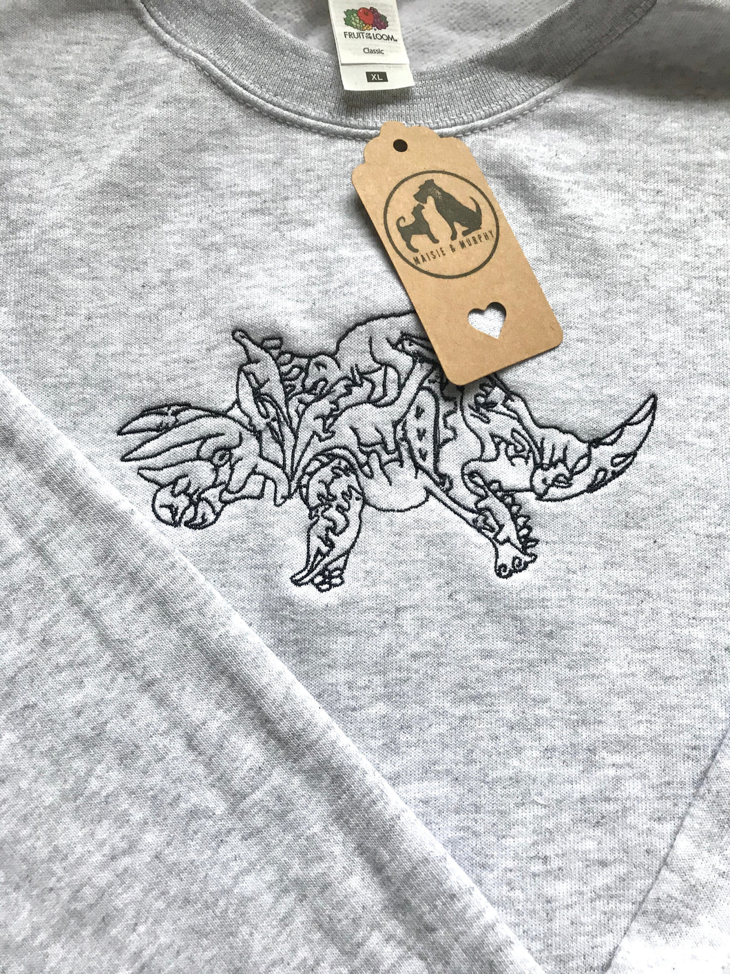 Embroidered Triceratops Dinosaur Sweatshirt