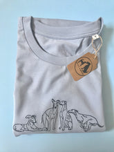 Load image into Gallery viewer, Embroidered Sighthound T-shirt- Organic tee for whippet, lurcher, greyhound lovers

