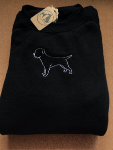 Embroidered Border Terrier Silhouette Sweatshirt- Gifts for Terrier lovers and owners