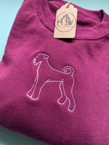 Embroidered Airedale Silhouette Sweatshirt- Gifts for Terrier lovers and owners