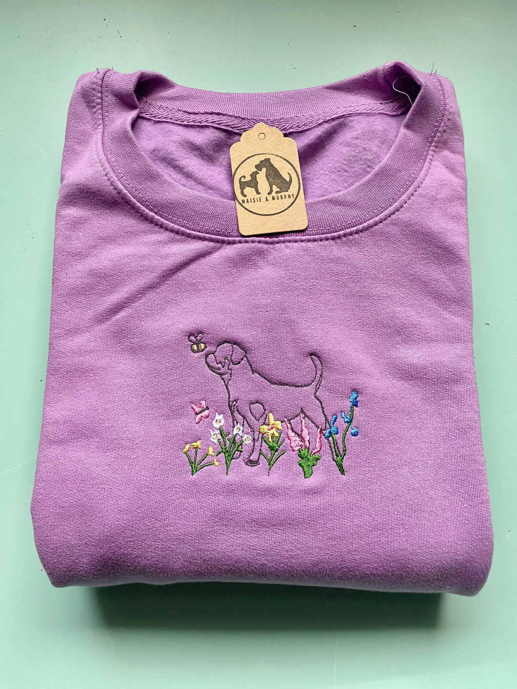 SILHOUETTE STYLE Wildflower Dogs Sweatshirt - Embroidered sweater for dog lovers