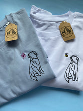 Load image into Gallery viewer, Border Collie Outline T-shirt - embroidered collie organic tee for dog lovers and owners
