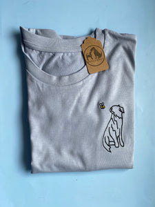 Border Collie Outline T-shirt - embroidered collie organic tee for dog lovers and owners