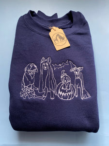 Halloween Dogs Embroidered sweatshirt - spooky dog costumes for Halloween lovers.