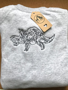 Embroidered Triceratops Dinosaur Sweatshirt