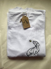 Load image into Gallery viewer, Dachshund Outline T-shirt - embroidered sausage dog organic tee for dog lovers and owners
