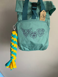 Custom Backpack for Dog Lovers and Owners- colourful embroidered recycled rucksack for your adventures