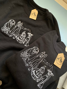 Halloween Dogs Embroidered sweatshirt - spooky dog costumes for Halloween lovers.