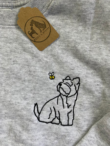 Westie Outline T-shirt - embroidered west highland white terrier organic tee for dog lovers and owners