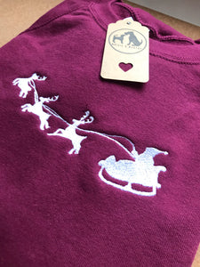 Embroidered Santa and Reindeer Sled Christmas Jumper