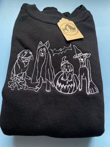 Halloween Dogs Embroidered sweatshirt - spooky dog costumes for Halloween lovers.