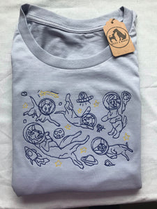 Space Dogs Organic T-shirt- Gifts for dog lovers and owners.