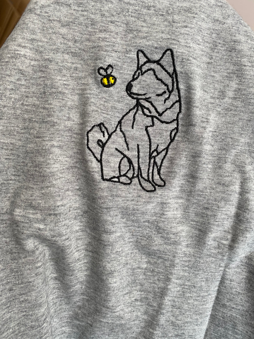 Shiba Inu Outline T-shirt - embroidered shiba organic tee for dog lovers and owners