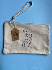 Spring Time Dog Accessories Pouch / Make up bag / travel bag / sewing bag.
