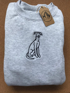 Embroidered Sighthound Sweatshirt- Gifts for Whippet, greyhound, galgo, lurcher lovers and owners