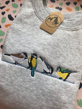 Load image into Gallery viewer, British Garden Birds Sweatshirt - Great, Blue, Coal and Marsh tit sweater for twitchers
