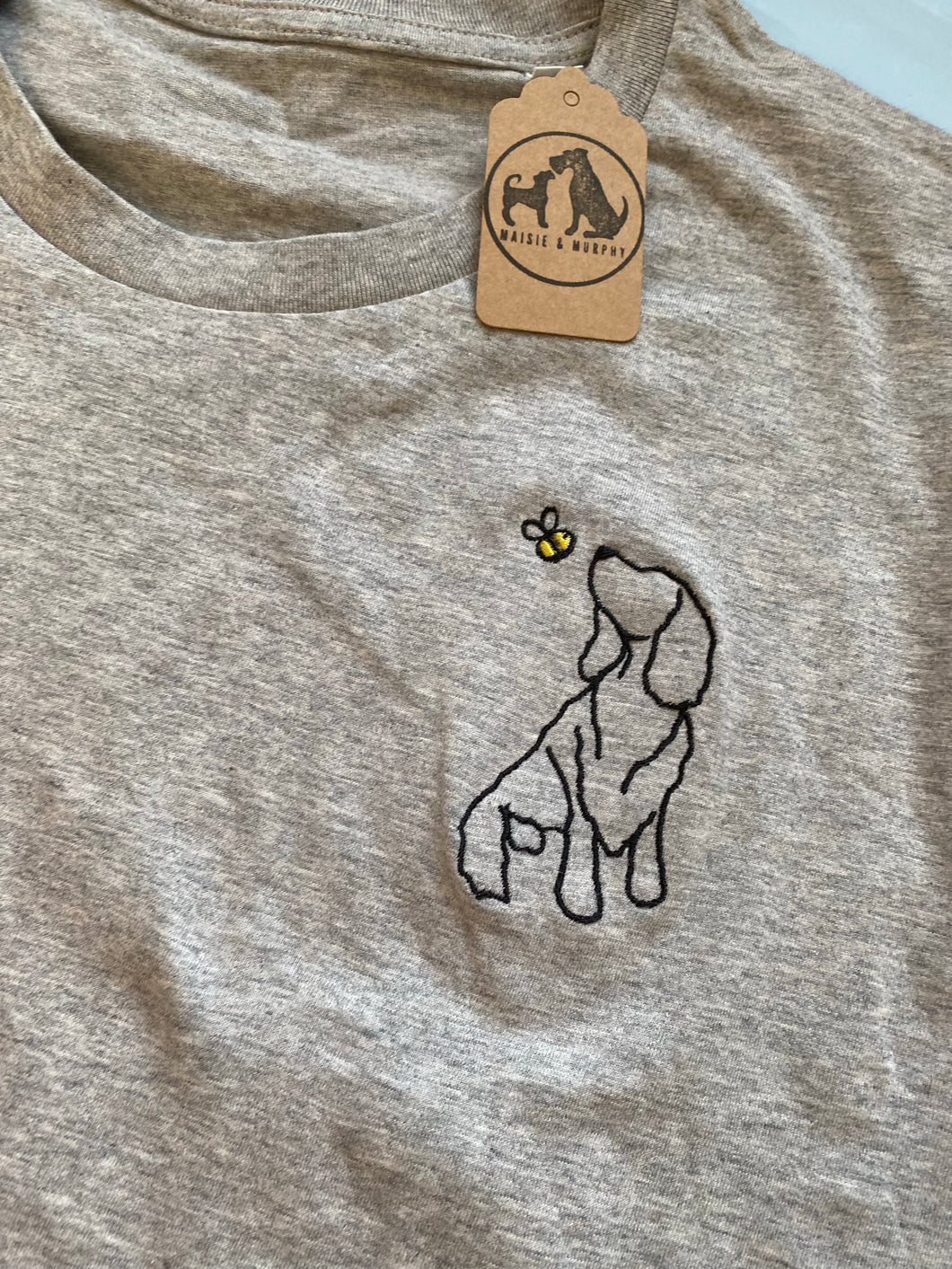 Spaniel Outline T-shirt - embroidered spaniel organic tee for dog lovers and owners
