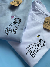 Load image into Gallery viewer, Border Collie Outline T-shirt - embroidered collie organic tee for dog lovers and owners
