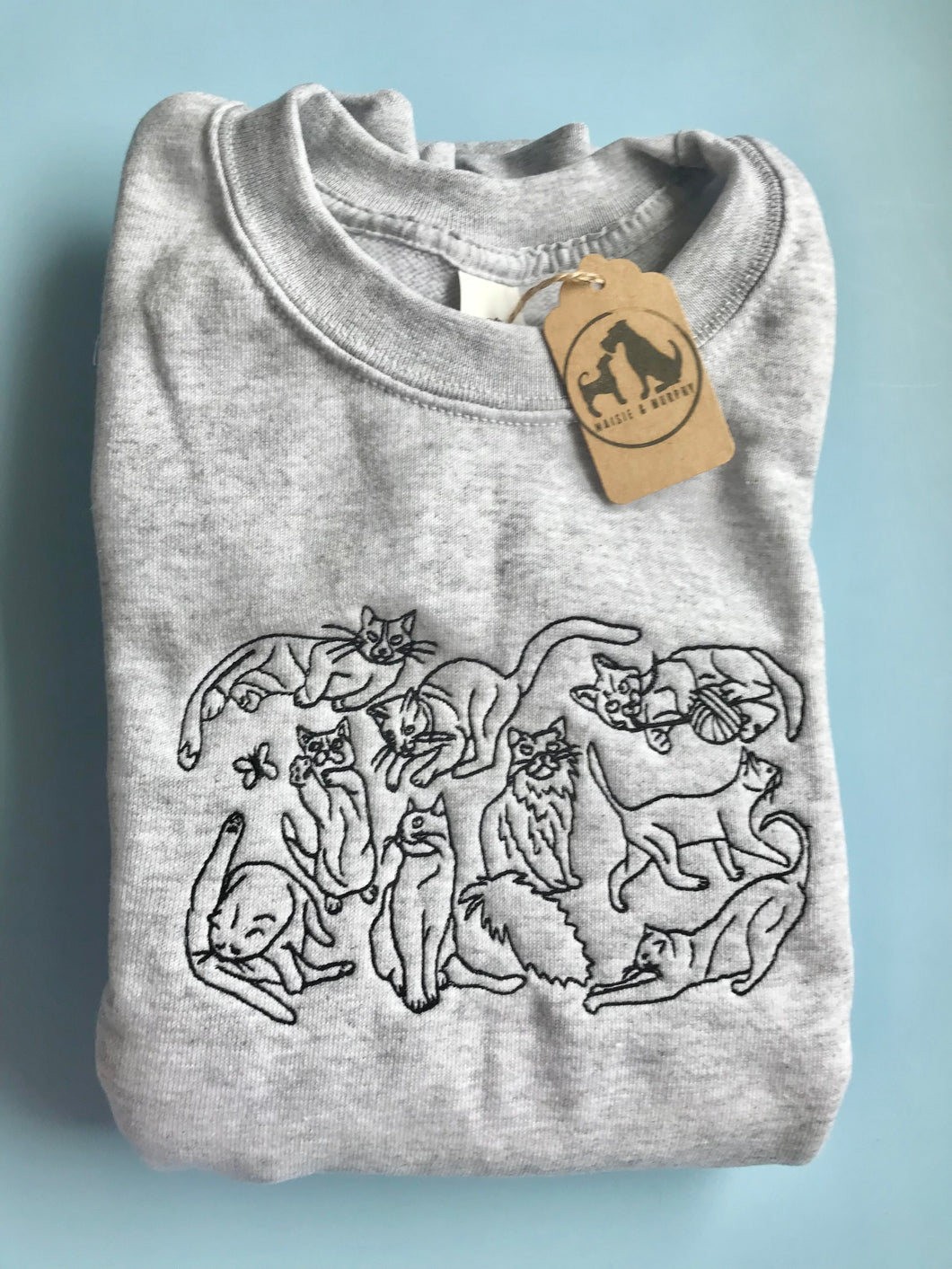 Embroidered Cats Sweatshirt - The perfect gift for cat lovers & owners