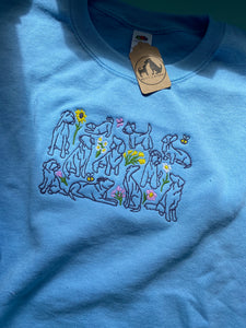 Imperfect  Spring Dogs Sweatshirt - Size XL-Sky Blue