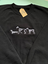 Load image into Gallery viewer, Embroidered Dog Skeleton Sweatshirt/ t-shirt  for dog lovers and spooky witches ready for Halloween
