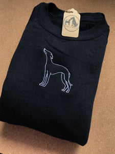 Embroidered Sighthound Silhouette Sweatshirt- Gifts for Whippet, greyhound, galgo, lurcher lovers and owners