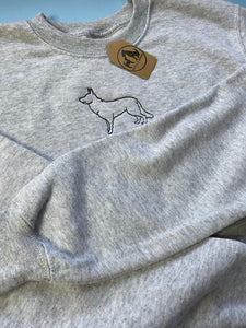 Embroidered GSD Silhouette Sweatshirt- Gifts for German Shepherd Dog lovers and owners