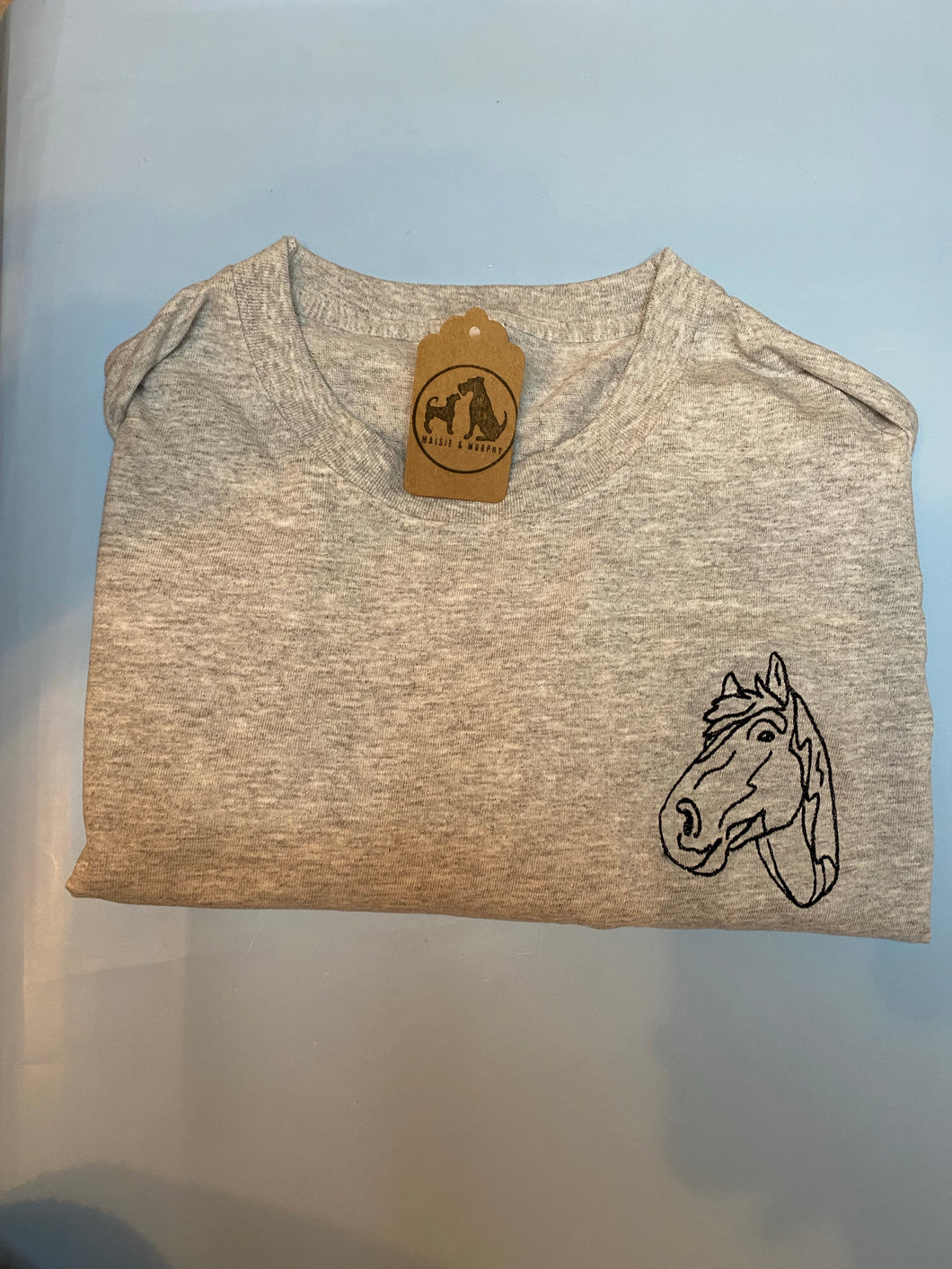 OLD STOCK horse  T-shirt- Grey L