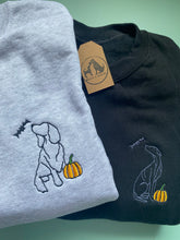 Load image into Gallery viewer, Embroidered Dog Breed Halloween Sweatshirt / t-shirt  for dog lovers and spooky witches ready for Halloween
