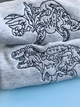 Load image into Gallery viewer, Children’s Embroidered Dinosaur Sweatshirt - Gifts for dino loving kids.

