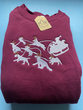 Load image into Gallery viewer, Dogs Pulling Santa’s Sleigh Sweatshirt - Festive dogs sweater for dog lovers
