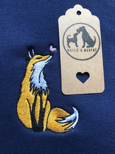 Fox and Butterfly Embroidered Sweatshirt for Fox Lovers