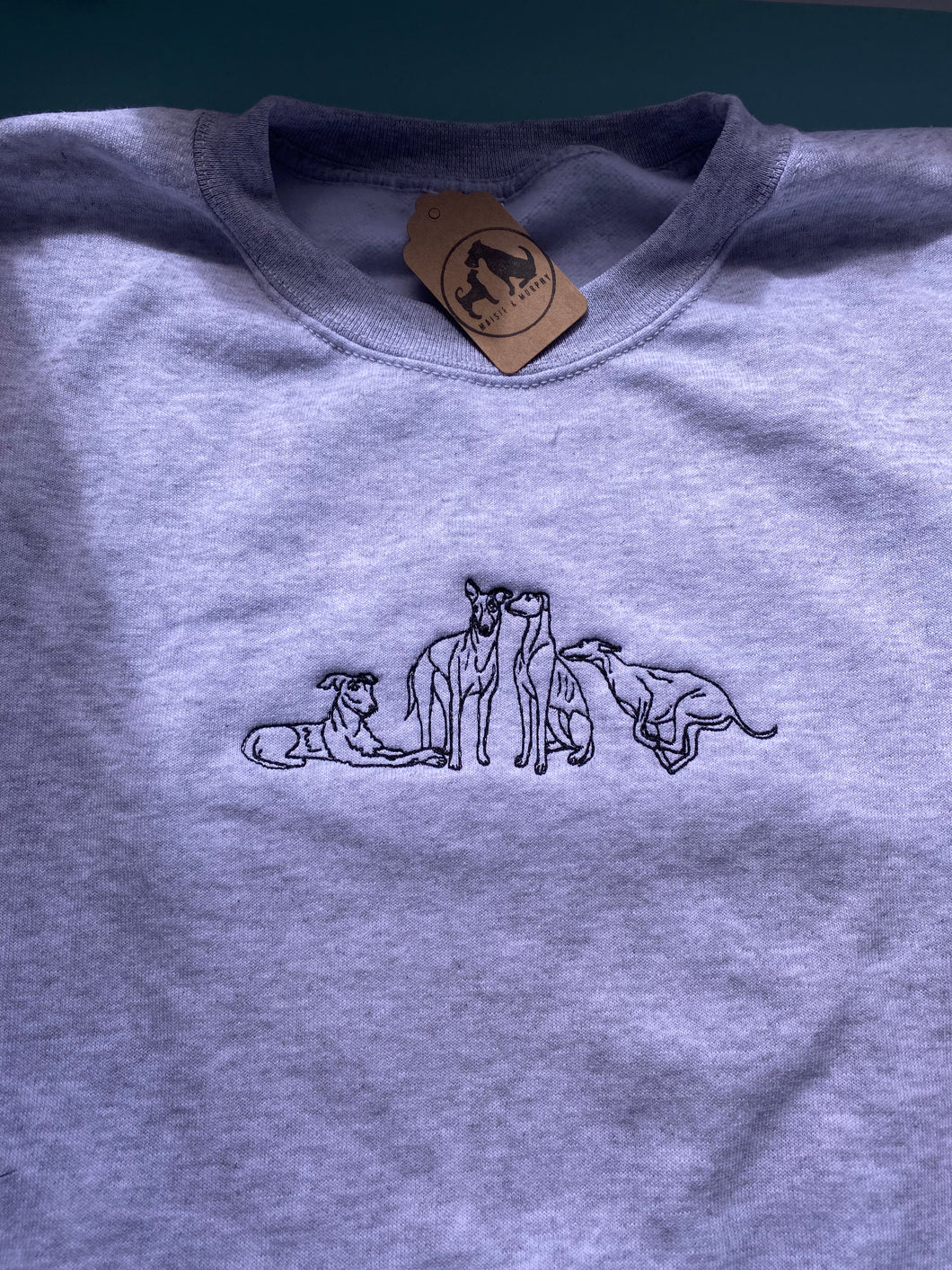 Imperfect sighthound doodle Sweatshirt - Size XL- Grey
