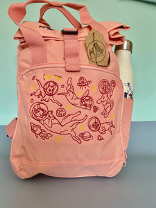 Intergalactic Dogs Backpack for Dog Lovers and Owners- colourful embroidered compact rucksack ack for your adventures