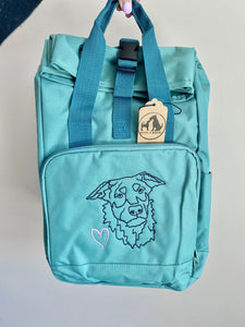 Custom Backpack for Dog Lovers and Owners- colourful embroidered recycled rucksack for your adventures